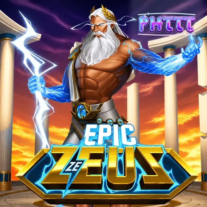 Isang detalyadong view ng Epic Ze Zeus slot grid na nagpapakita ng mga Divine Squares at mga simbolo ng Zeus.